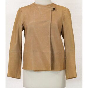 $4995 BRUNELLO CUCINELLI DISTRESSED LEATHER BEIGE JACKET SIZE 40